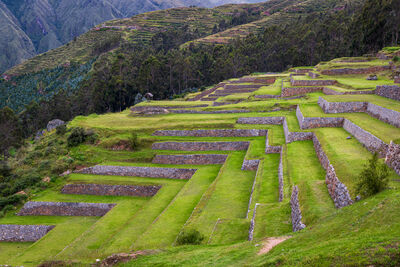 Terraces zigzagging down the mountain