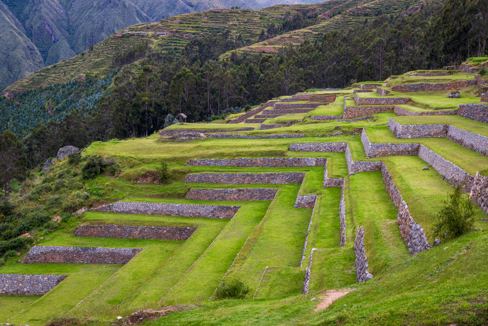 Terraces zigzagging down the mountain