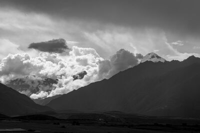 Andean peak Veronica with rain clouds